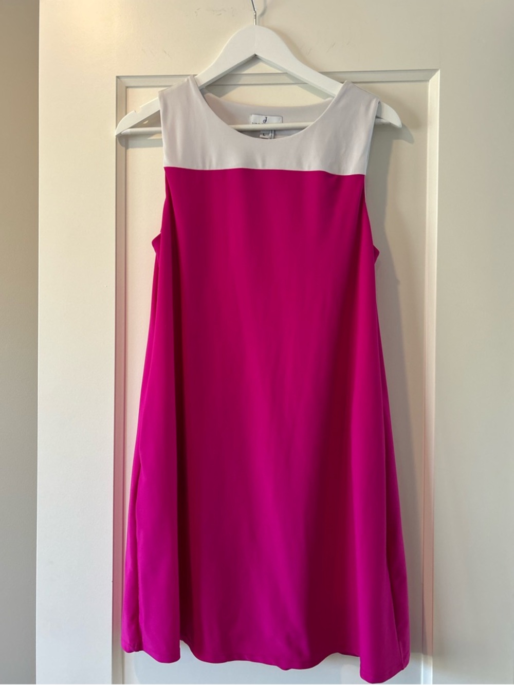 Jude Connolly Molly Shift Dress with Pockets Fuchsia Pink & White Size L